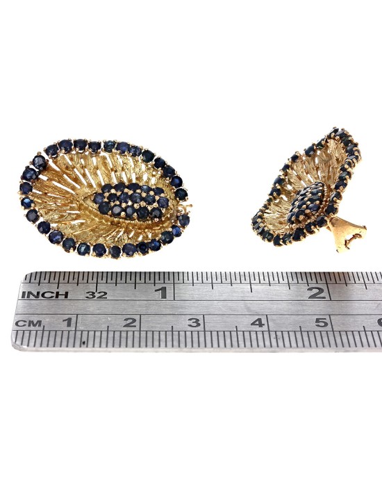 Vintage Sapphire Blossom Clip On Earrings